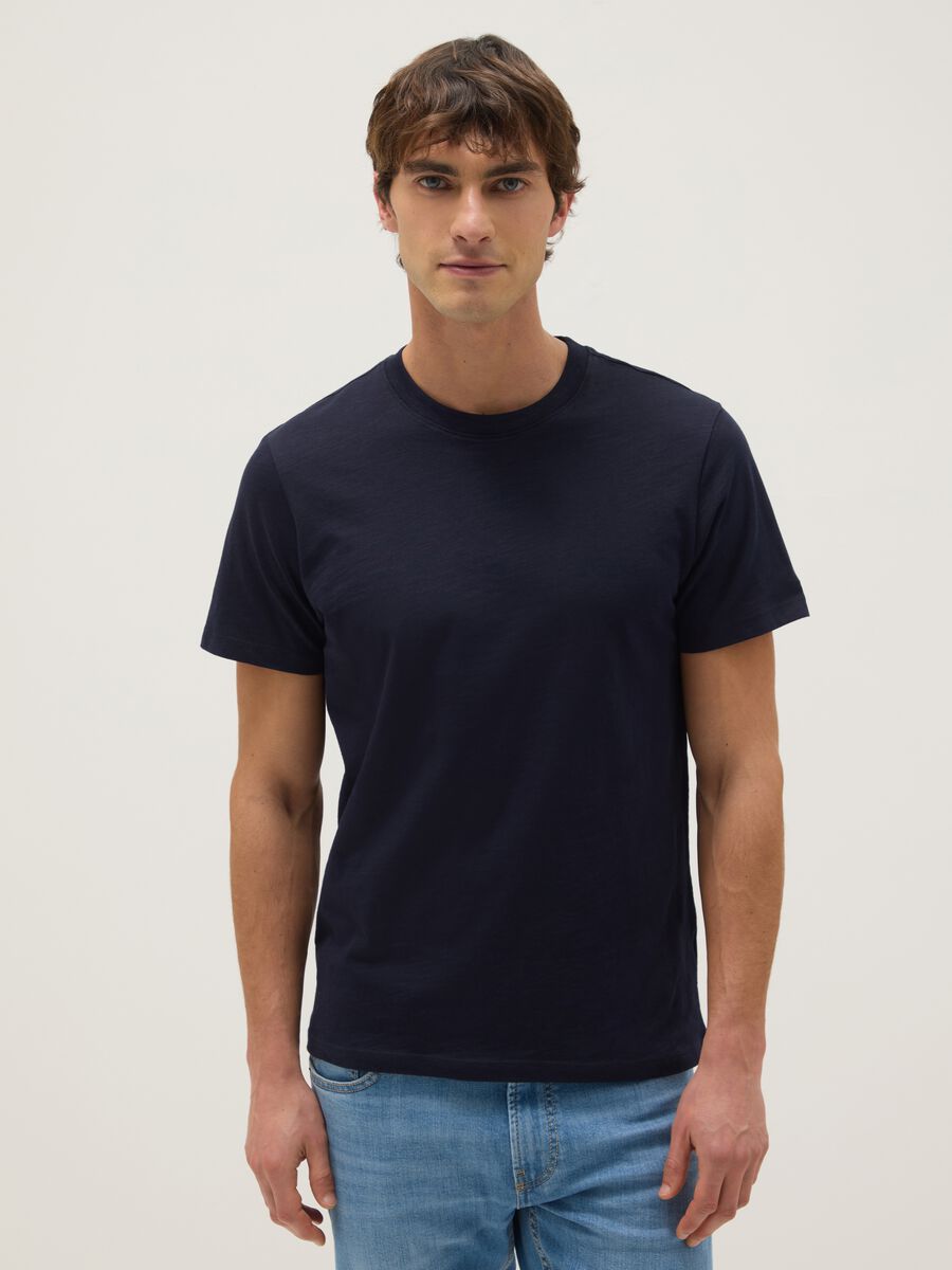 T-shirt in puro cotone blu regular fit_0