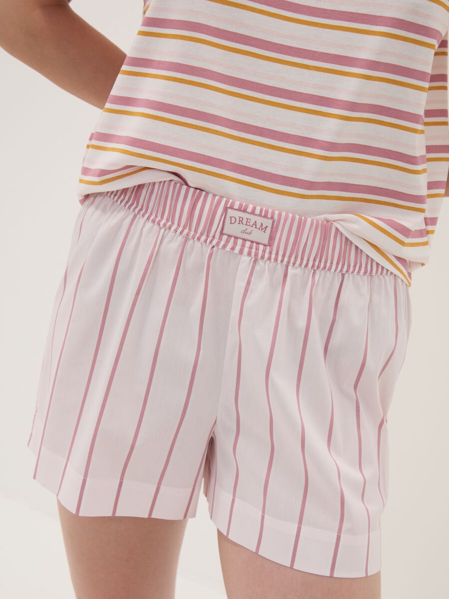 Pink striped organic cotton pyjama shorts_3