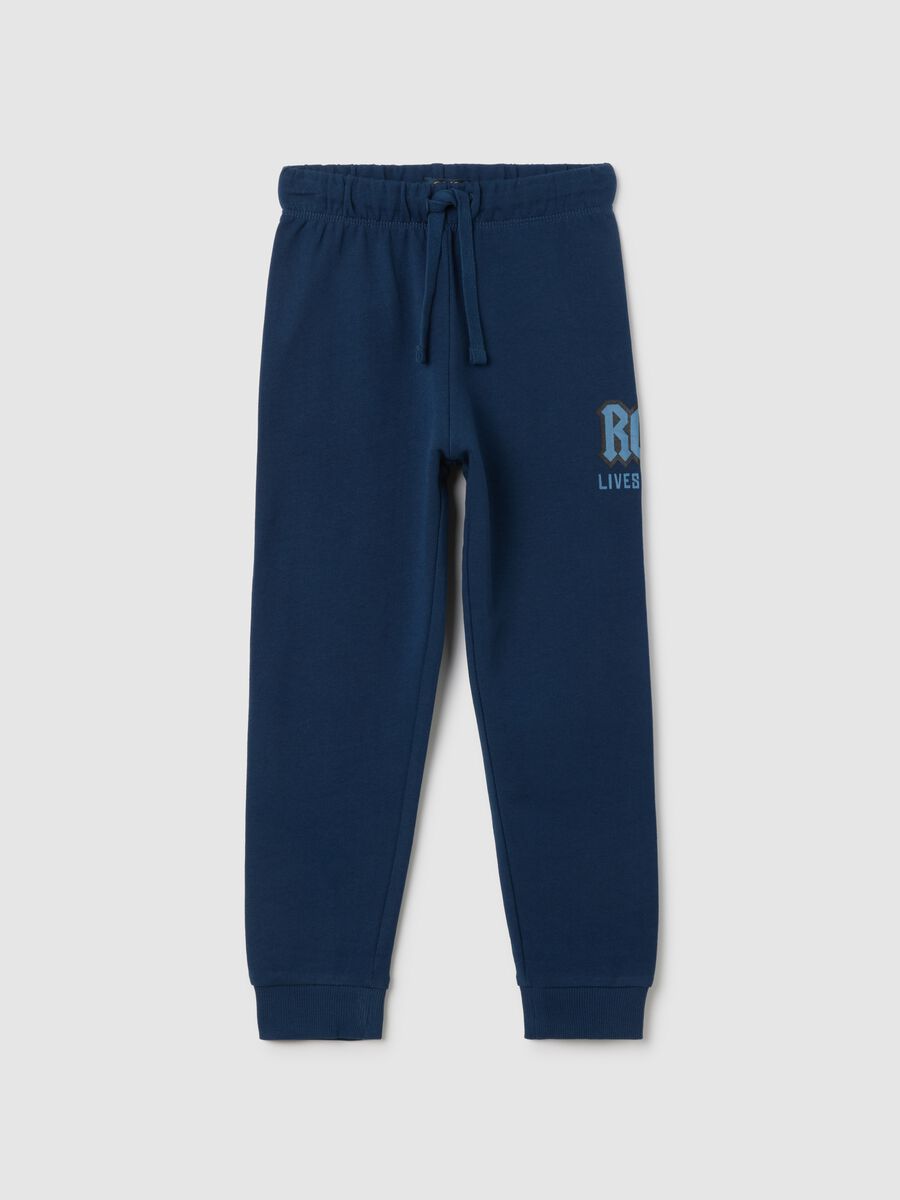 Jogger da bambino in puro cotone neri regular fit_0