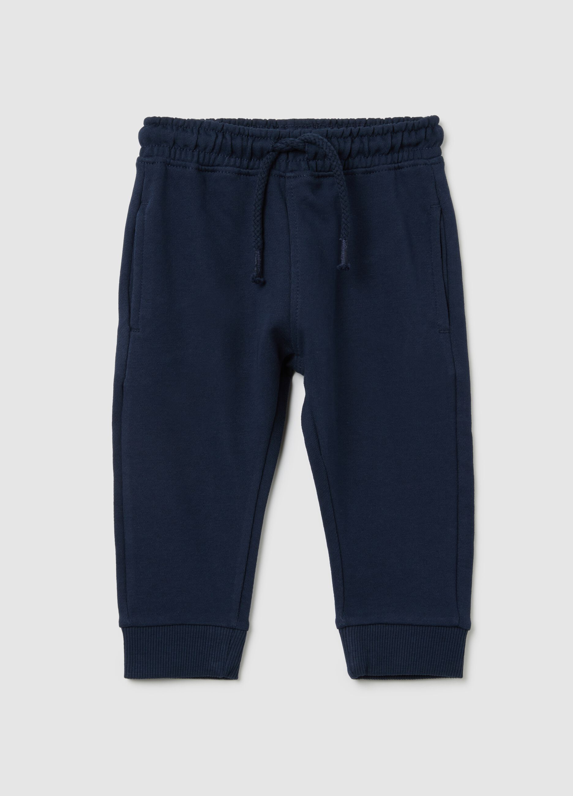 Pantaloni da neonato in puro cotone blu regular fit