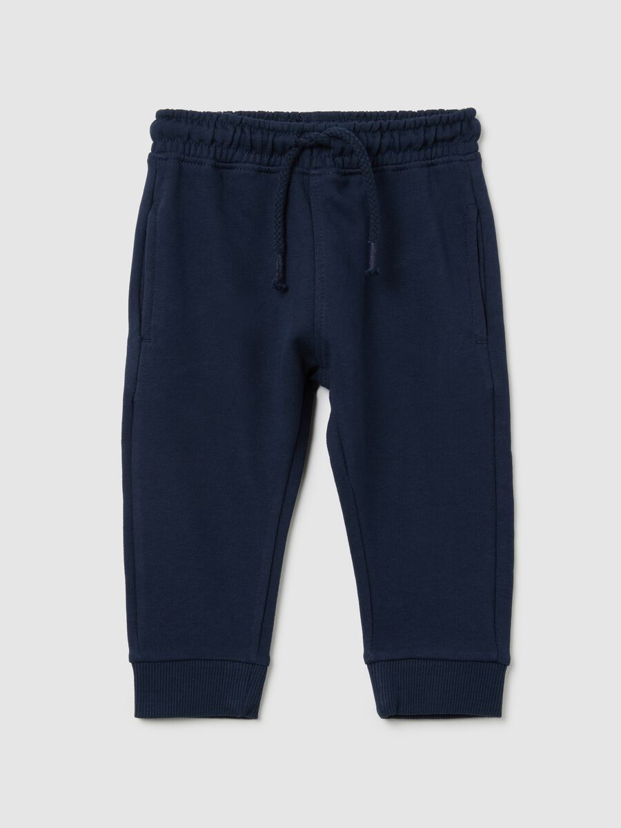 Pantaloni da neonato in puro cotone blu regular fit_0