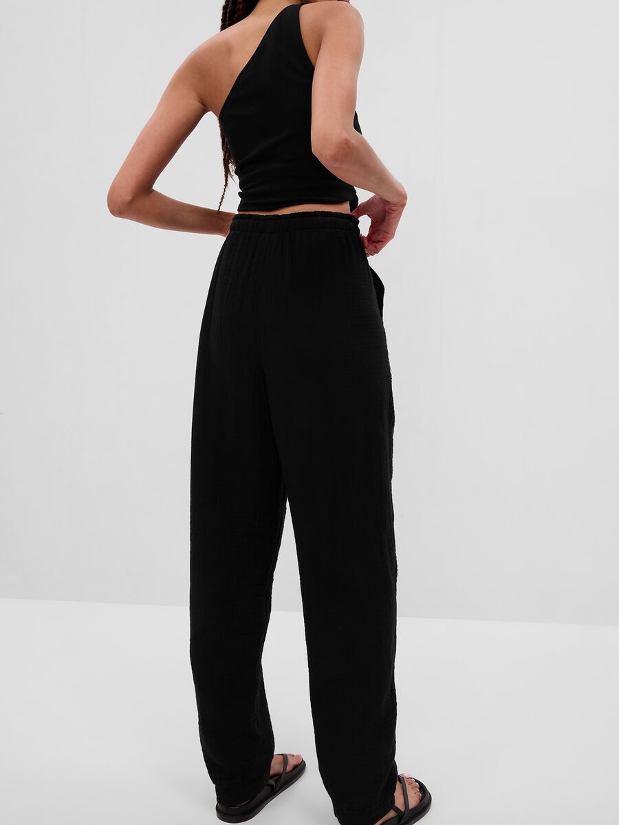 Straight-fit trousers in cotton gauze_1