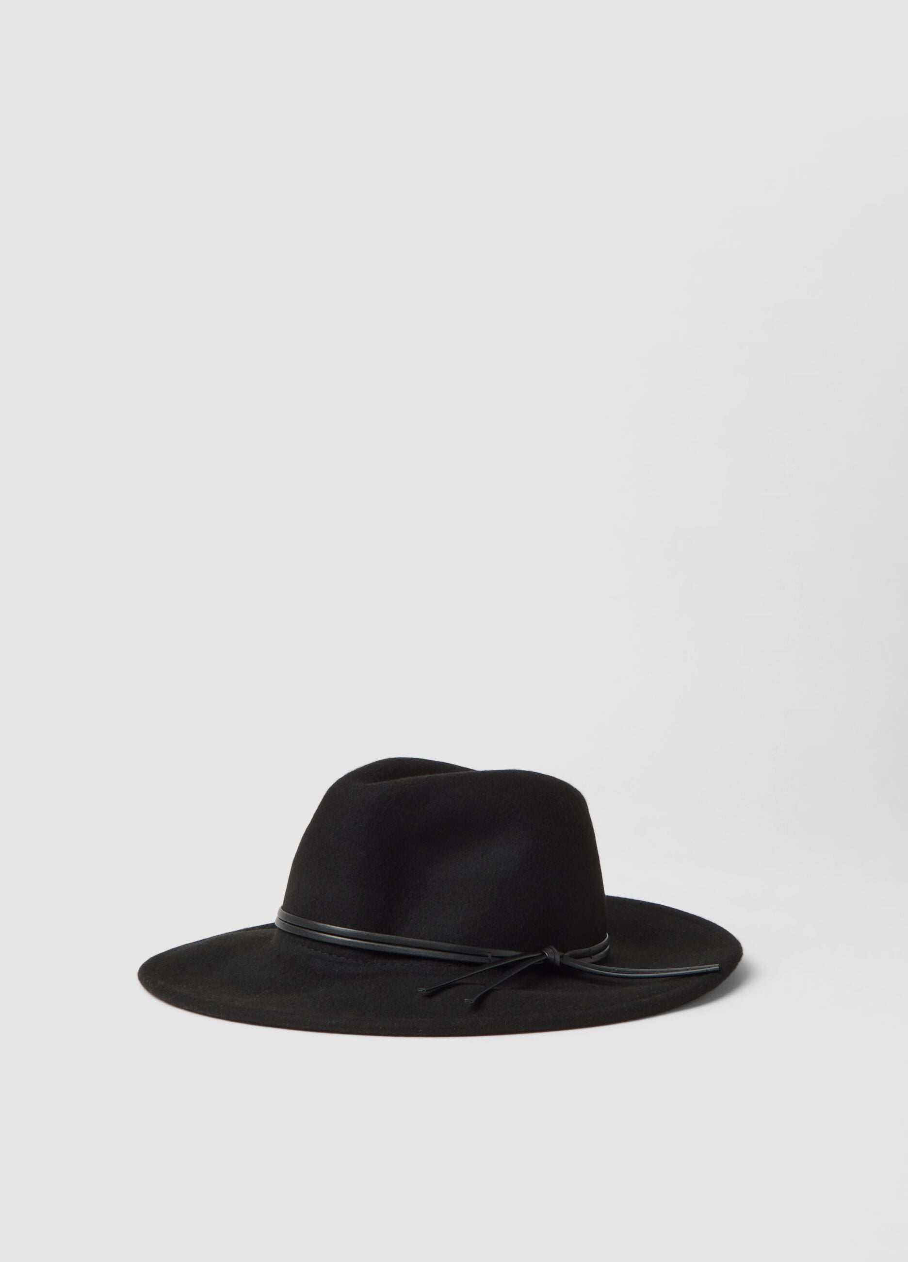 Black pure wool wide-brim hat