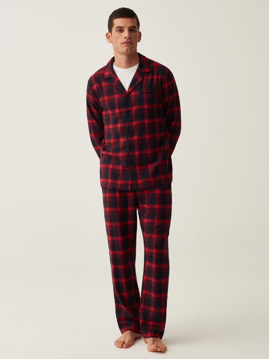 Pigiama lungo in flanella fantasia tartan_0