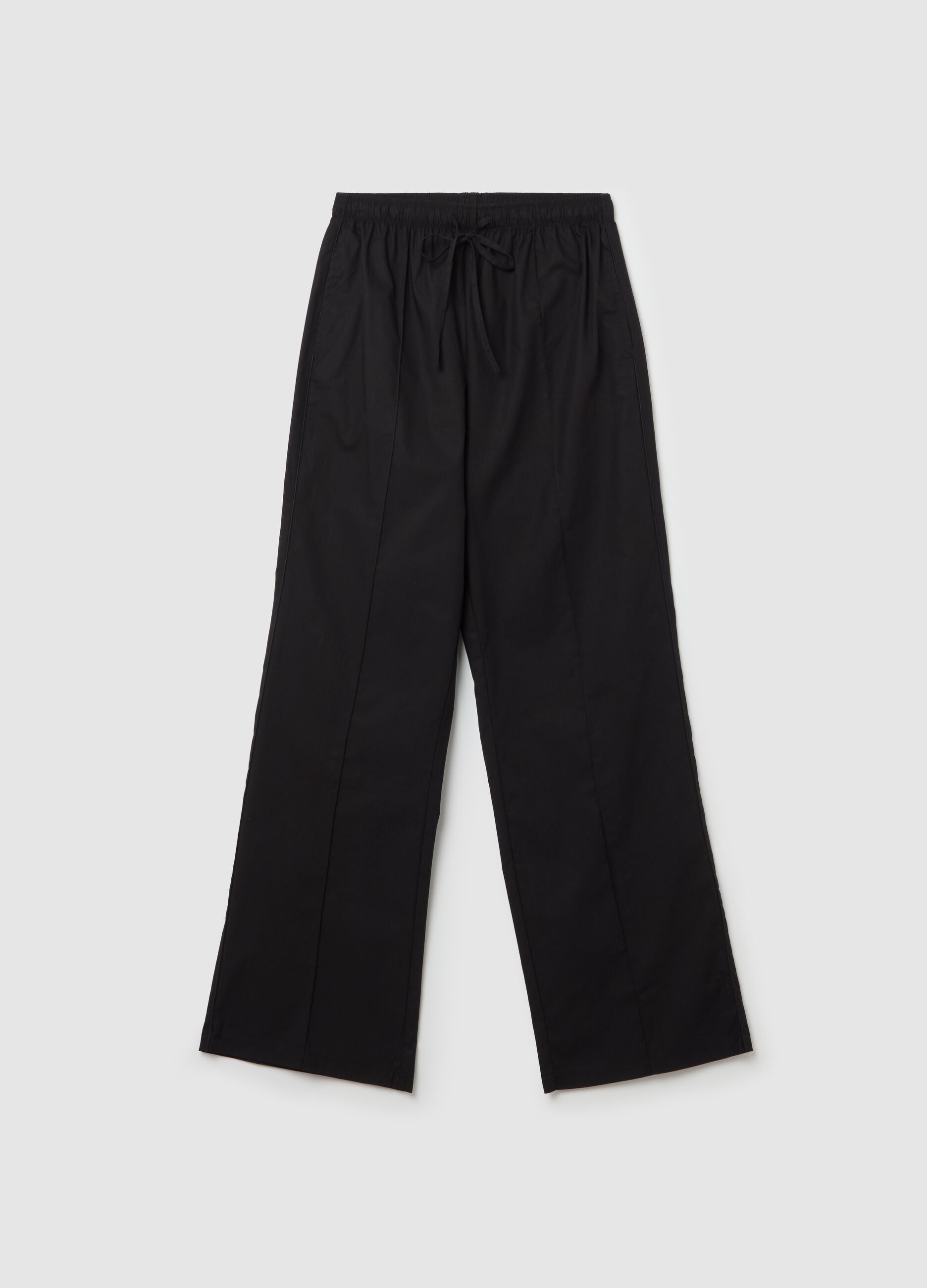 Joggers in popeline con profilo a contrasto