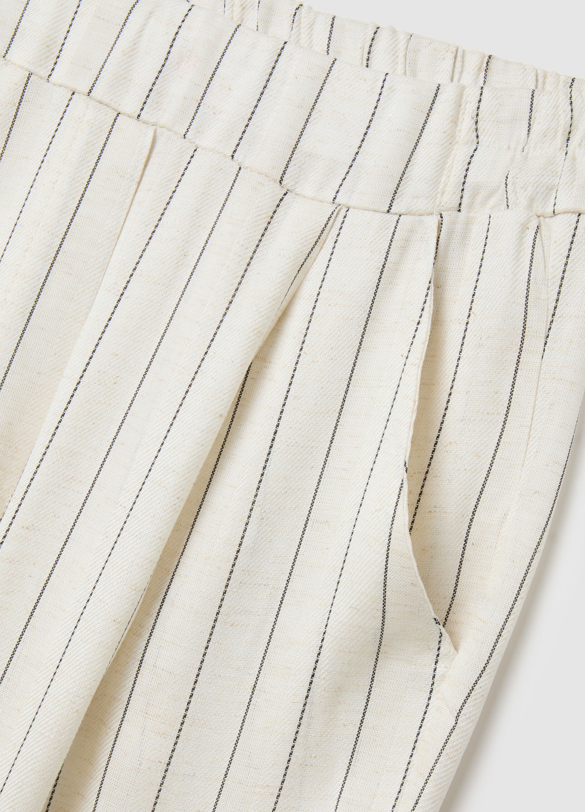 Women's beige regular fit lyocell blend trousers