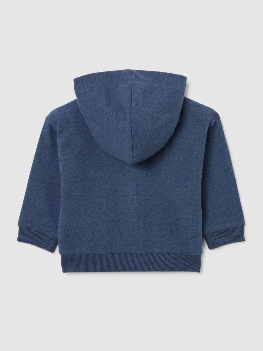 Blue newborn sweatshirt in pure cotton, regular fit with hood and zip_1