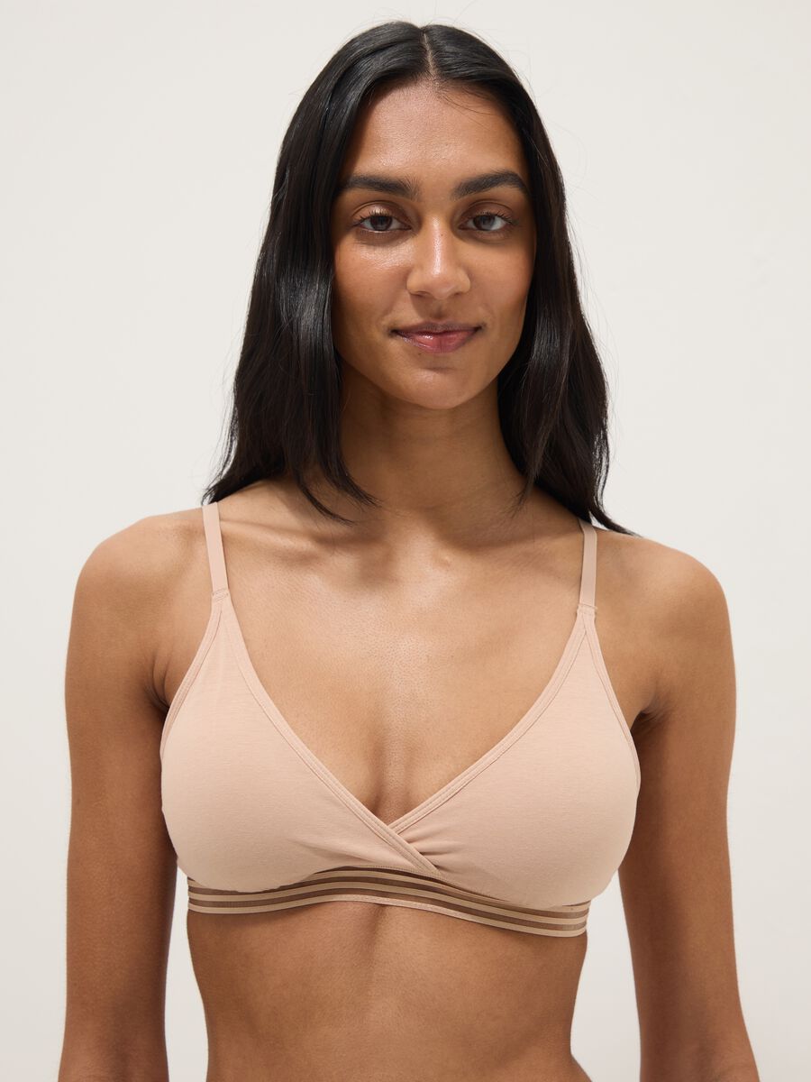 Reggiseno a triangolo in cotone biologico elasticizzato beige_0
