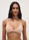 Beige Stretch Organic Cotton Triangle Bra_0
