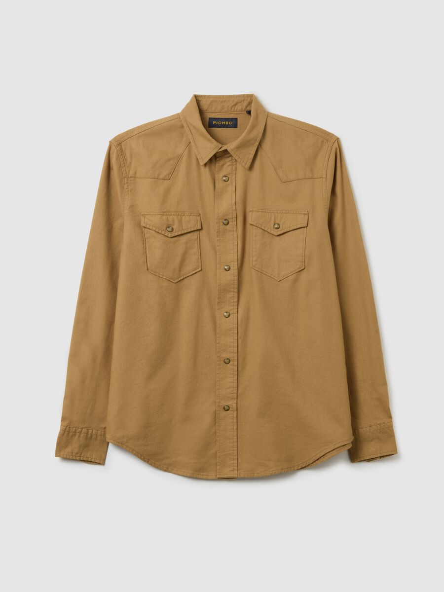 Brown pure cotton shirt regular fit_0