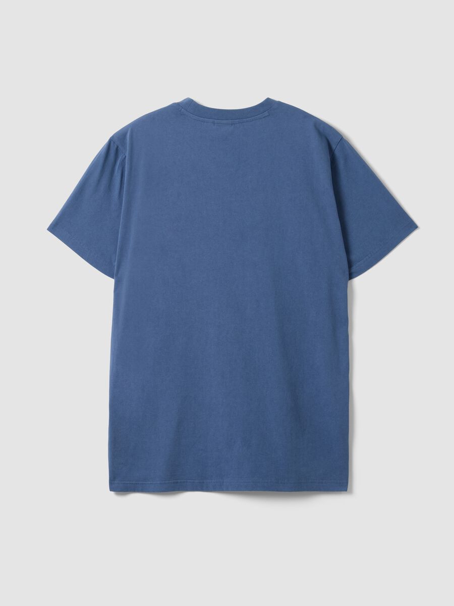Blue pure cotton short-sleeve logo T-shirt_6