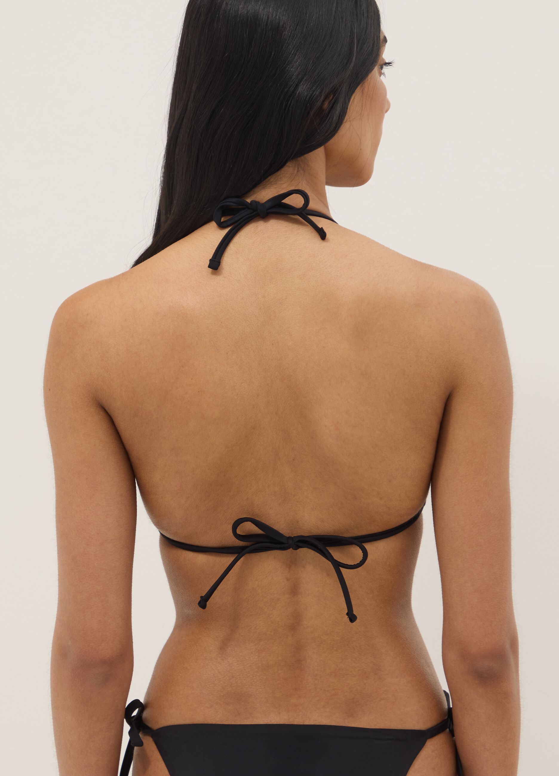 Black triangle bikini top in stretch fabric