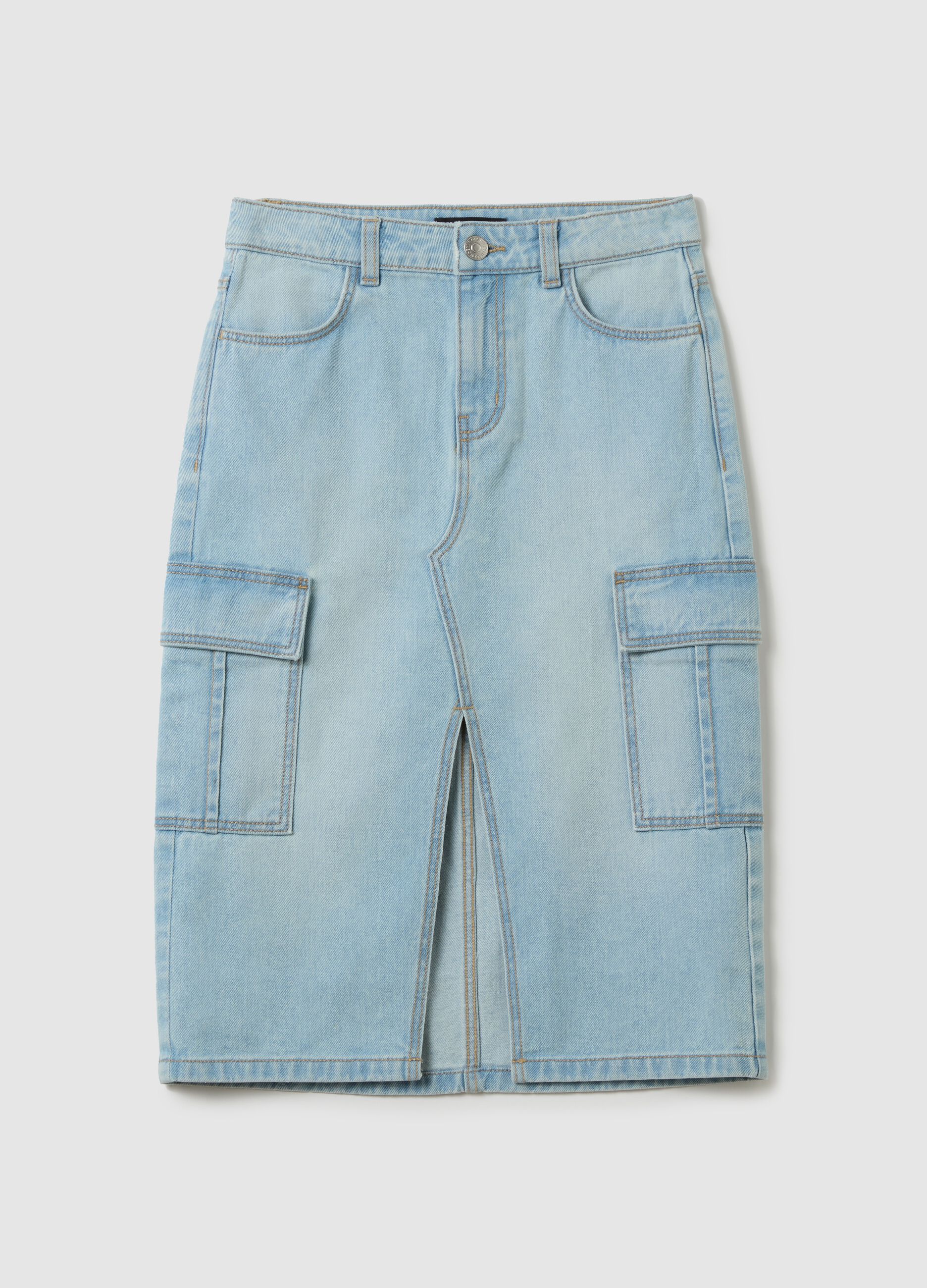 Cargo longuette skirt in denim