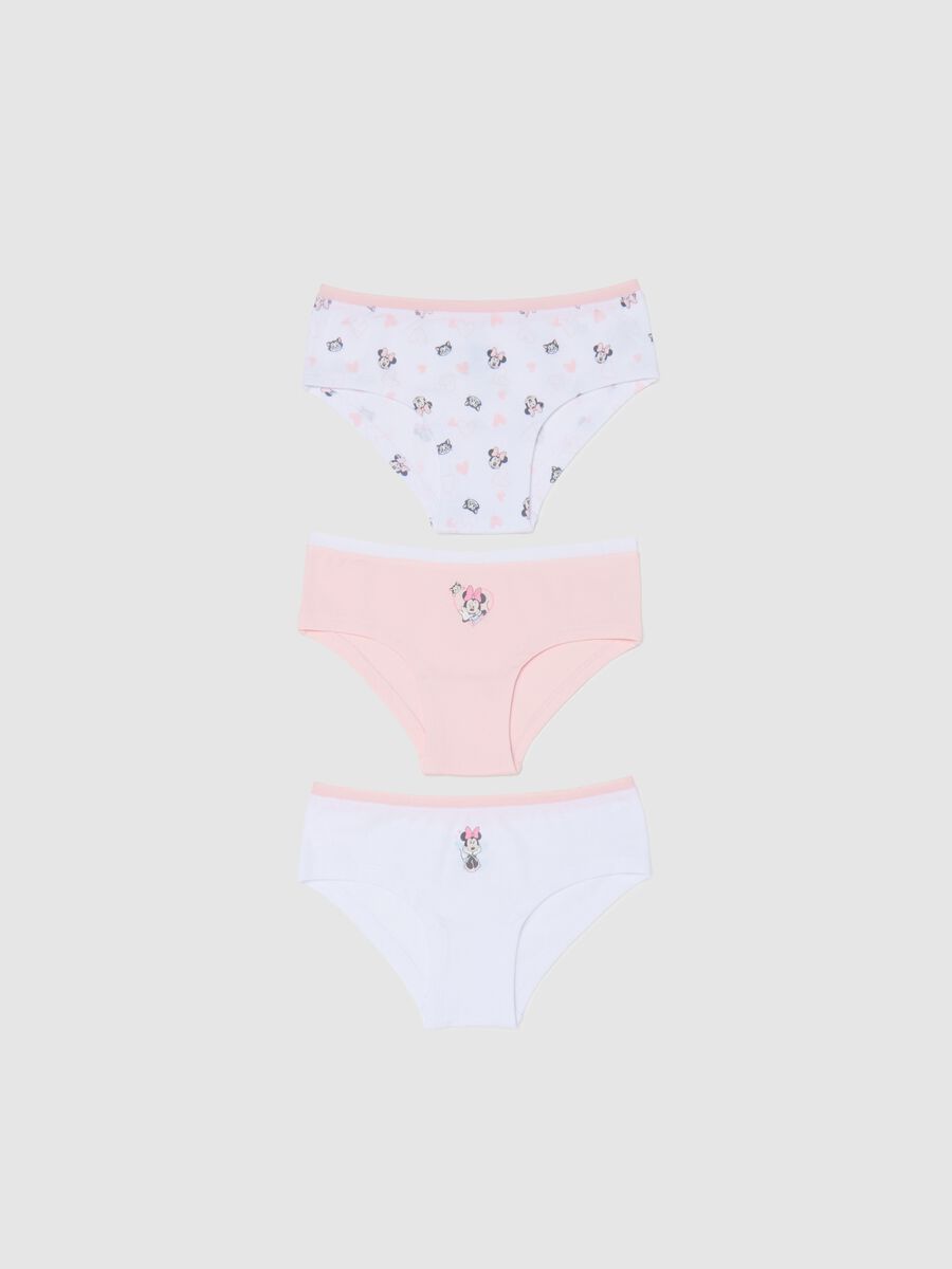 Three-pack stretch cotton French knickers with Minnie Mouse print_0
