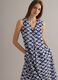 Blue pure cotton maxi dress with V-neck and floral print_3