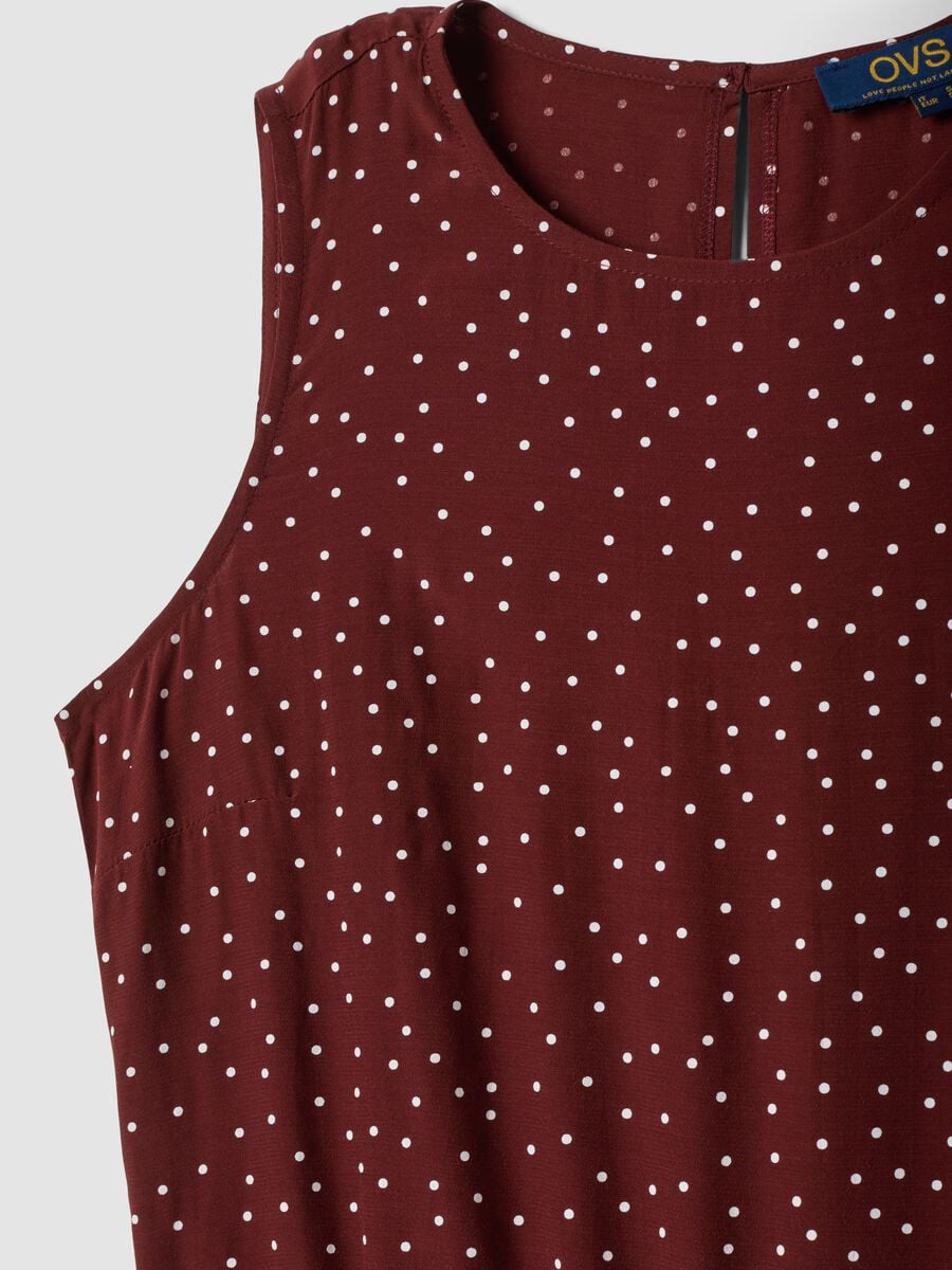 Red polka-dot pure viscose midi dress_5