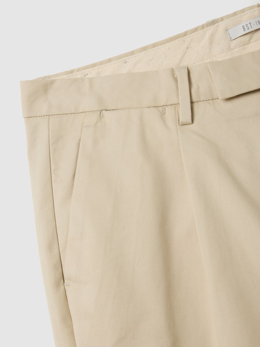 Pantaloni chino beige in misto cotone elasticizzato regular fit_5