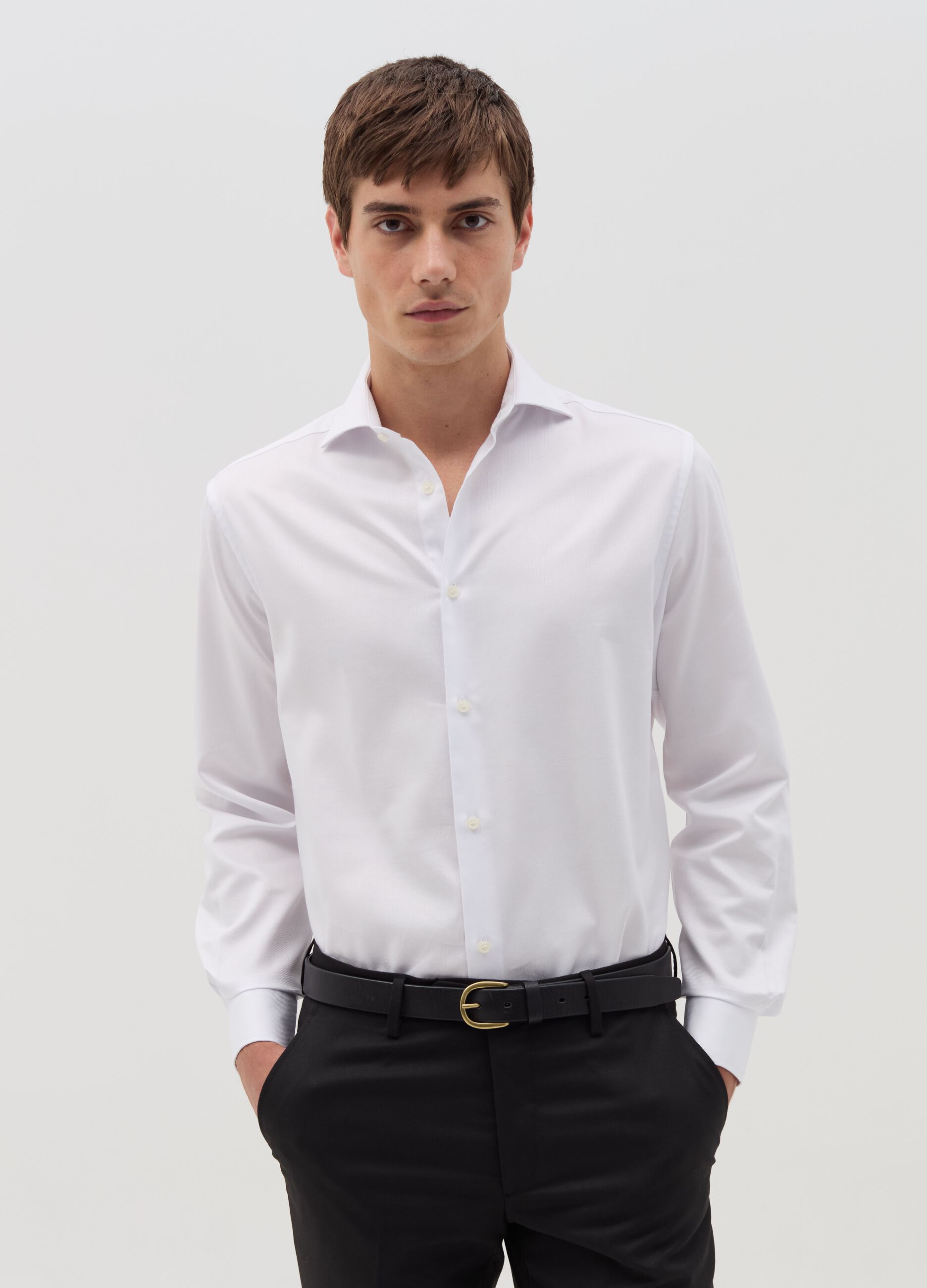 Regular-fit shirt in easy-iron cotton