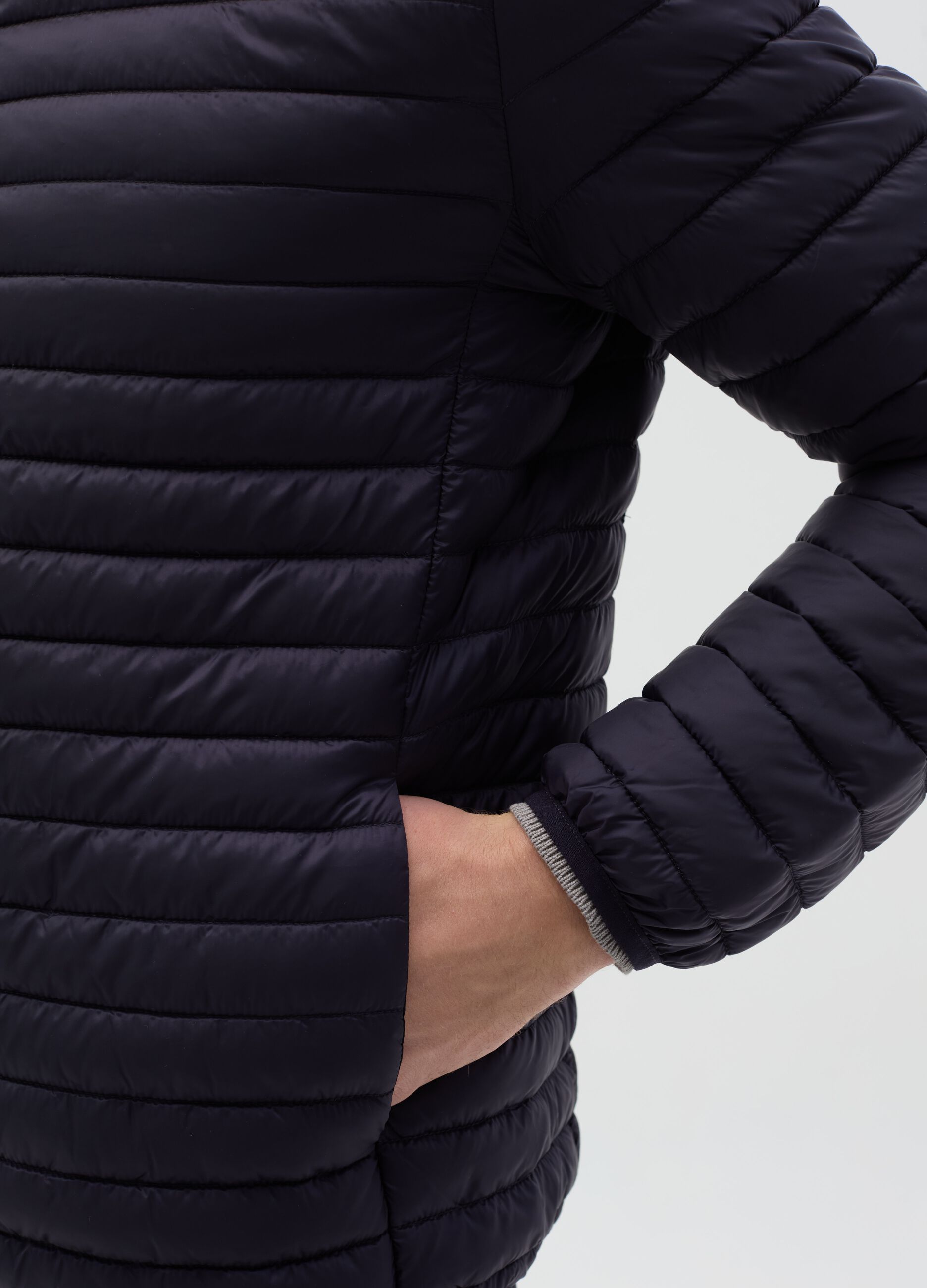Full-zip ultralight quilted down jacket