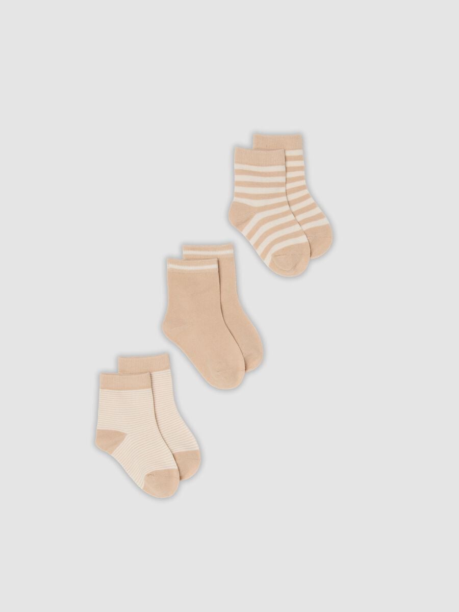 Tripack di calze beige in cotone organico elasticizzato_0