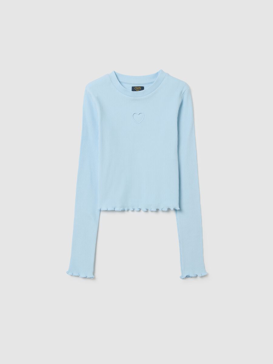 Maglia da ragazza in cotone elasticizzato azzurra regular fit_0