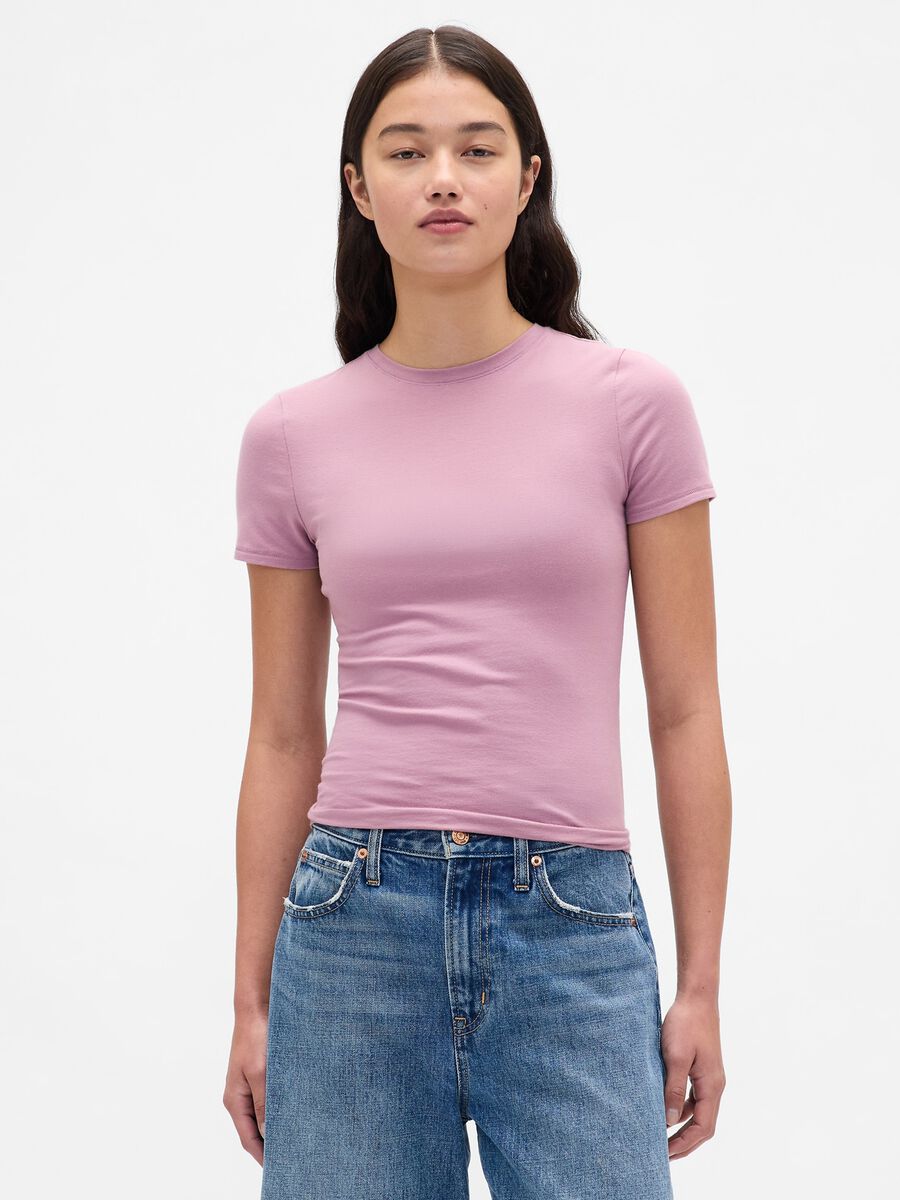 Short-sleeve pink stretch T-shirt_0