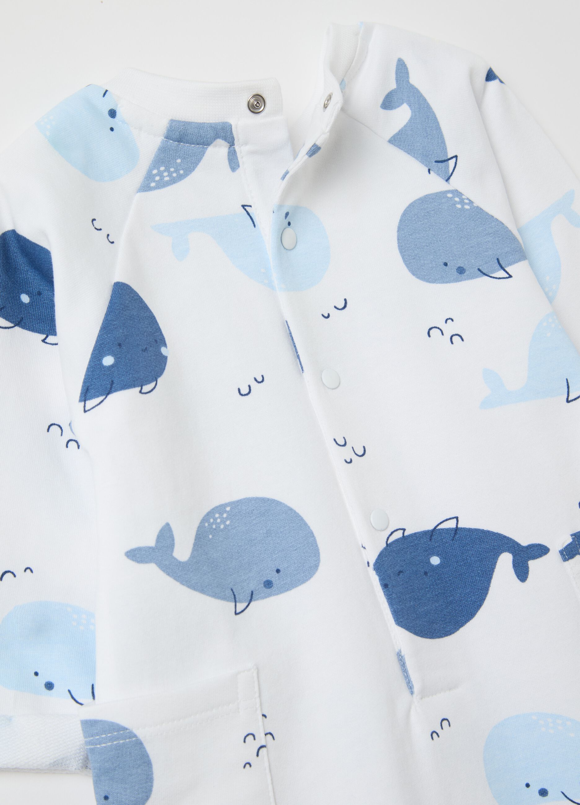 French terry onesie with cetaceans print