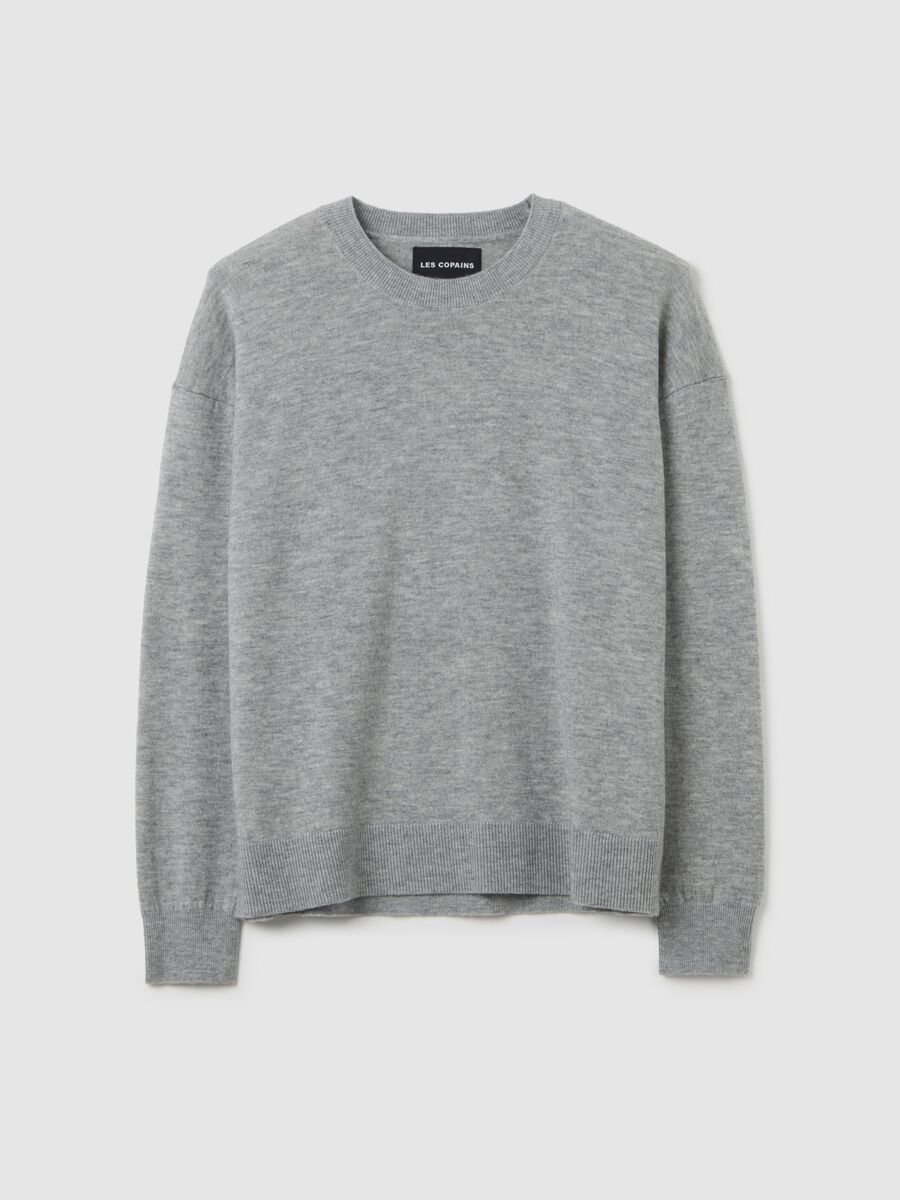 Maglione in pura lana grigio regular fit_0