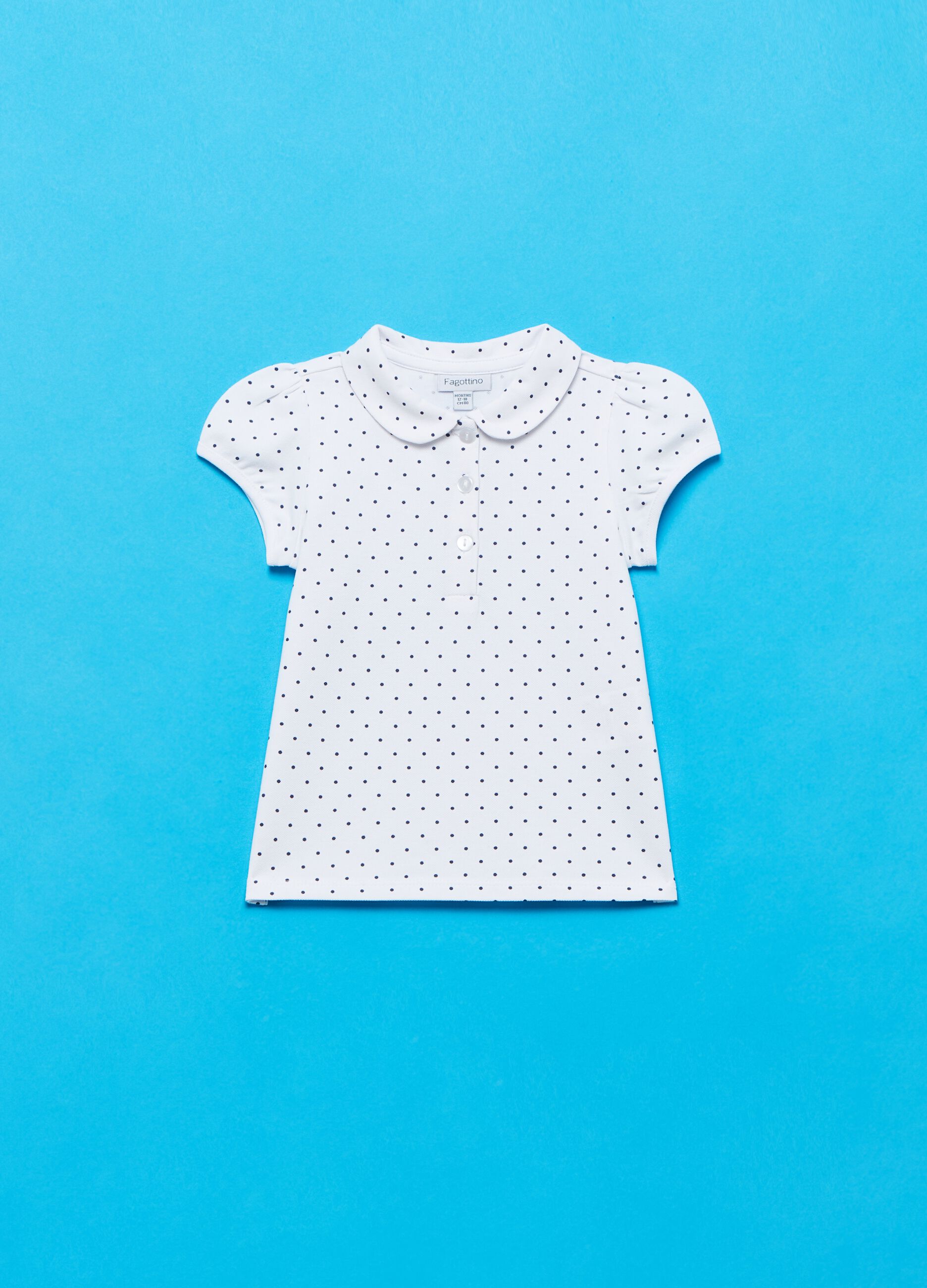 Polo shirt in polka dot piquet cotton