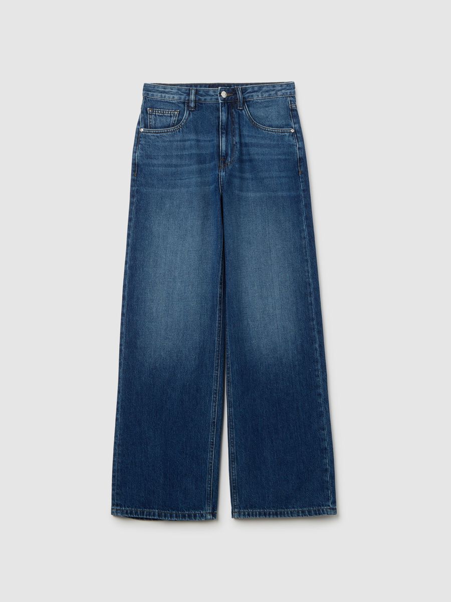 Regular fit blue denim pure cotton trousers_4