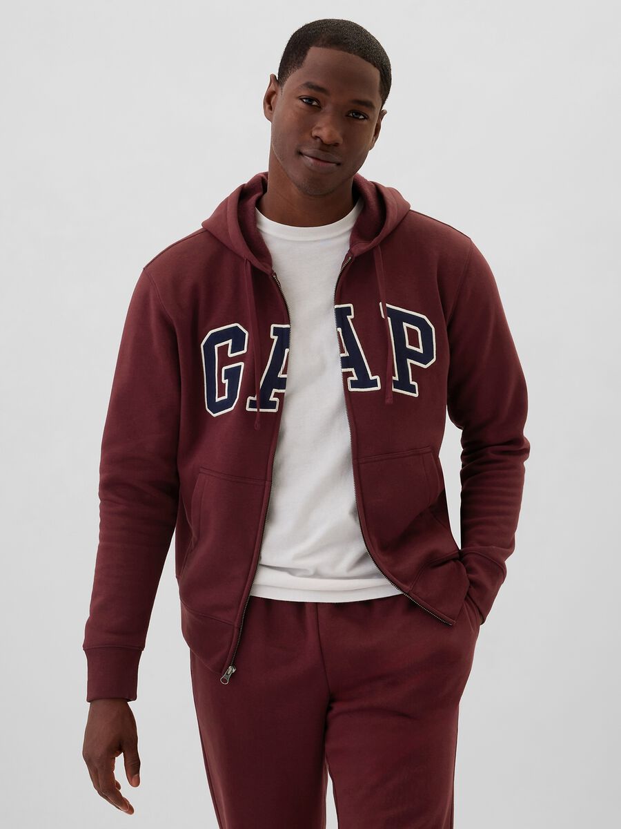 Full-zip con cappuccio e ricamo logo_0