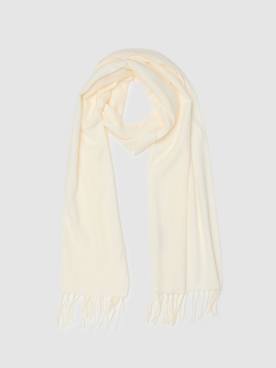 White Mixed Fabric Scarf_0