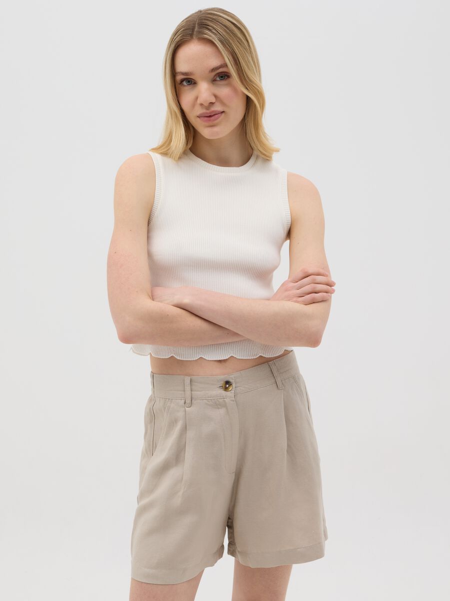 White Ribbed Cotton Vest Top by Ovs_0