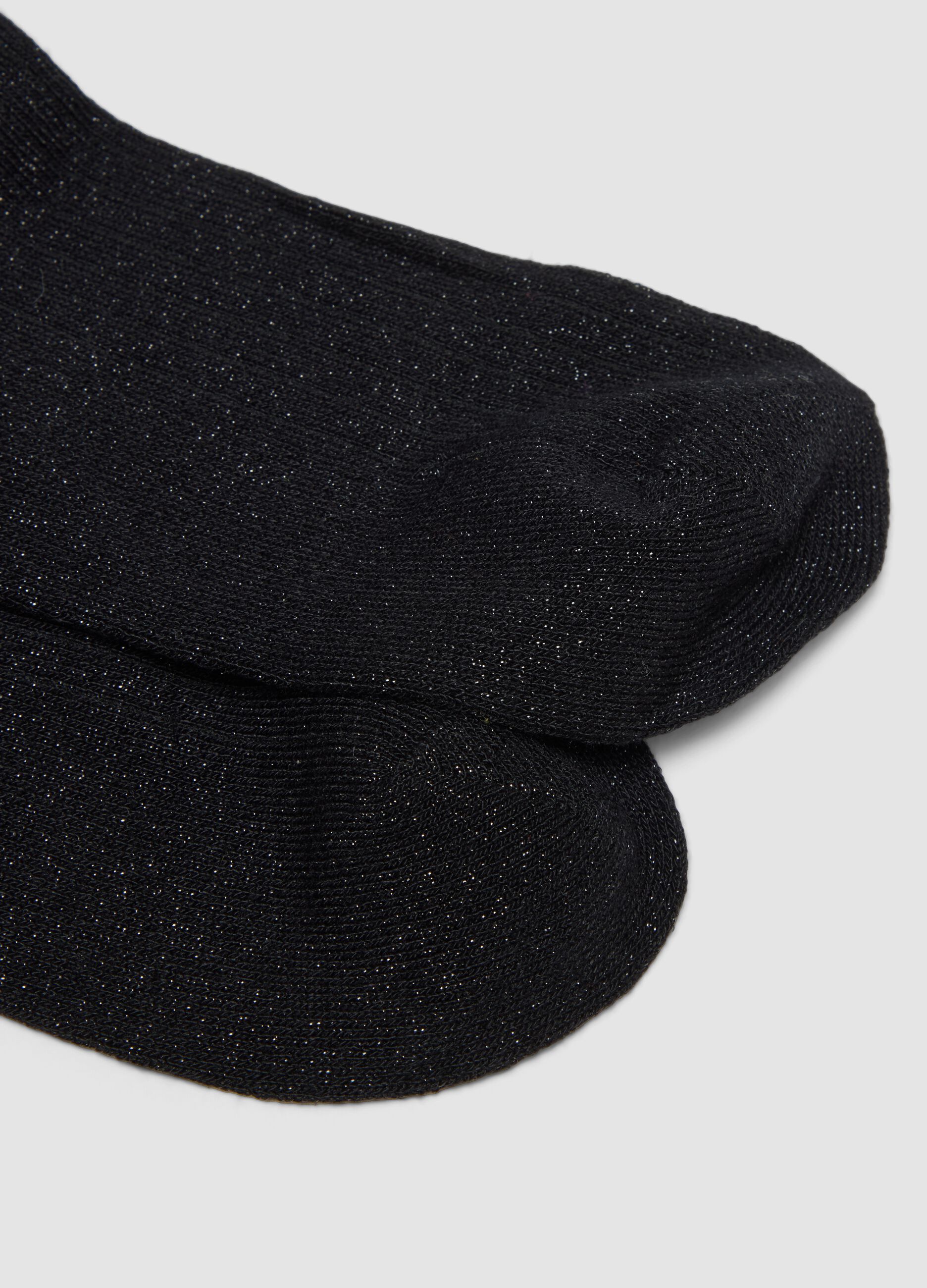 Black stretch socks with lurex threads