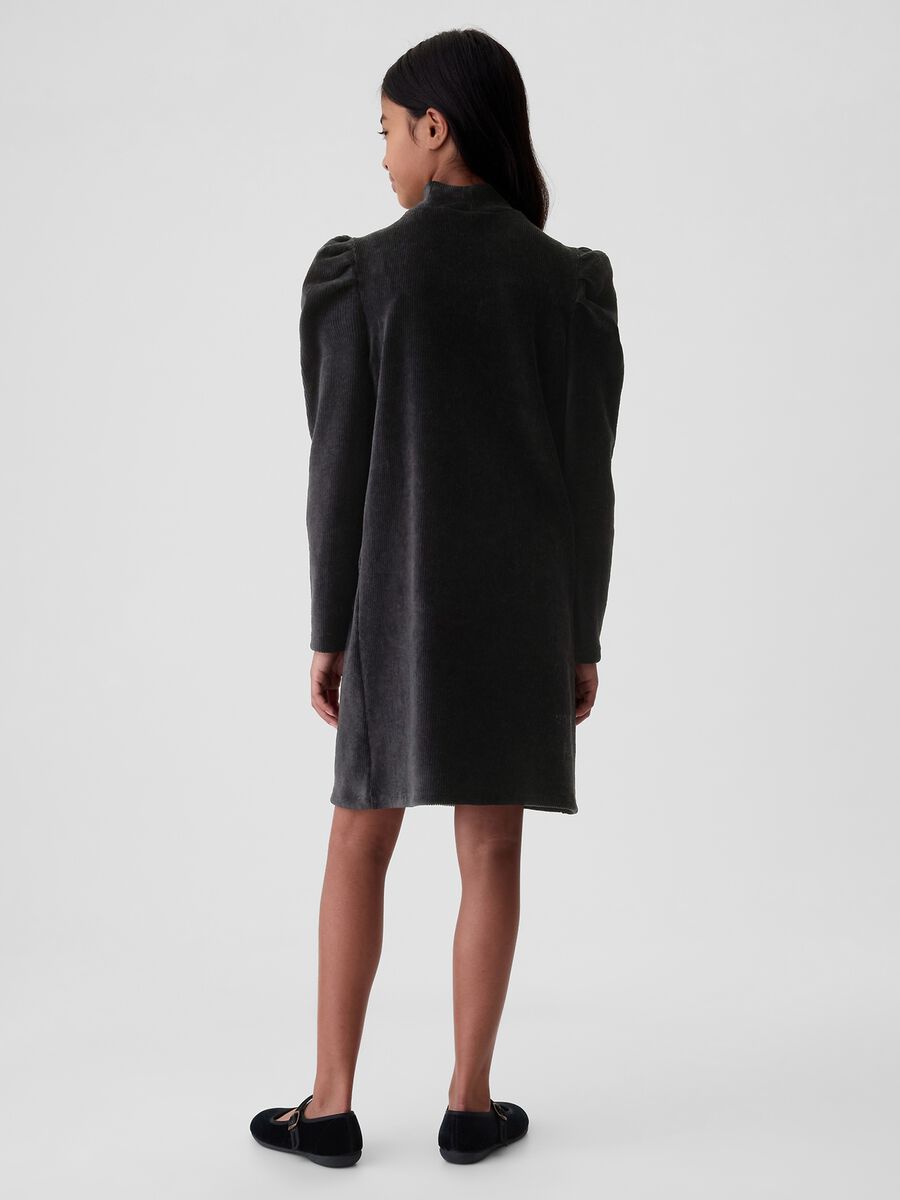 Corduroy dress with puff sleeves_1