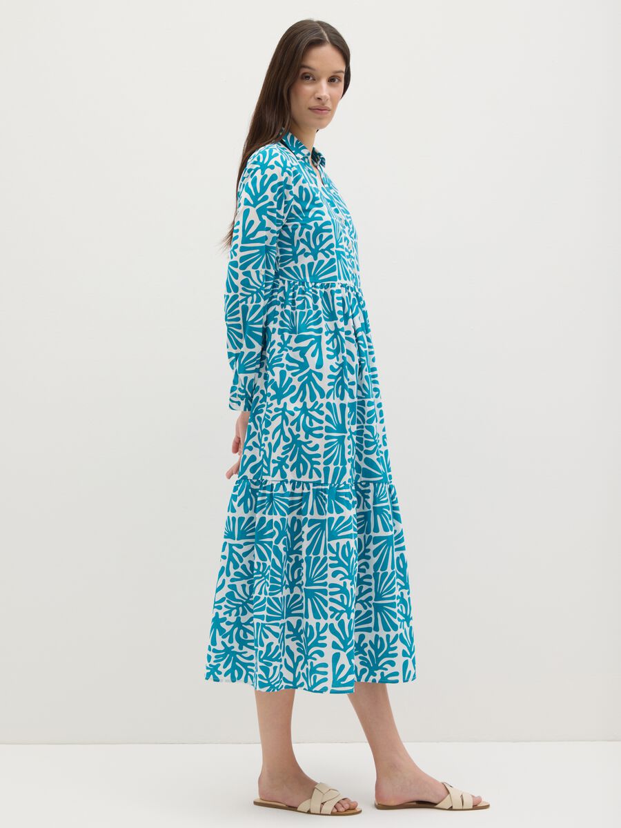 Women's Long Dress in Pure Multicolour Cotton_0