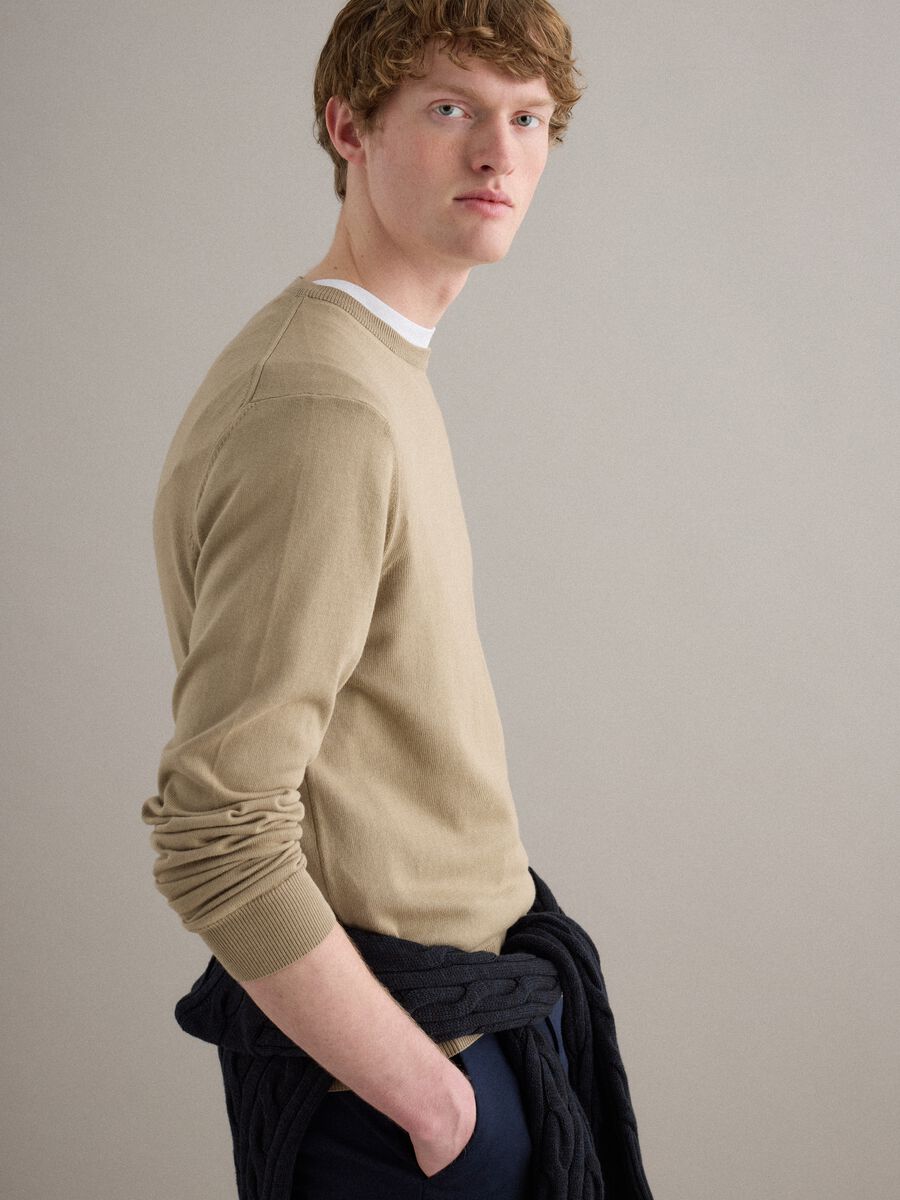 Beige sweater in pure cotton_3