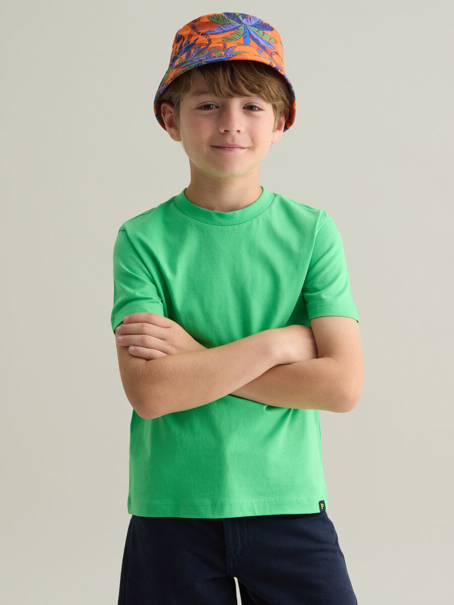 Green cotton T-shirt with round neck_0