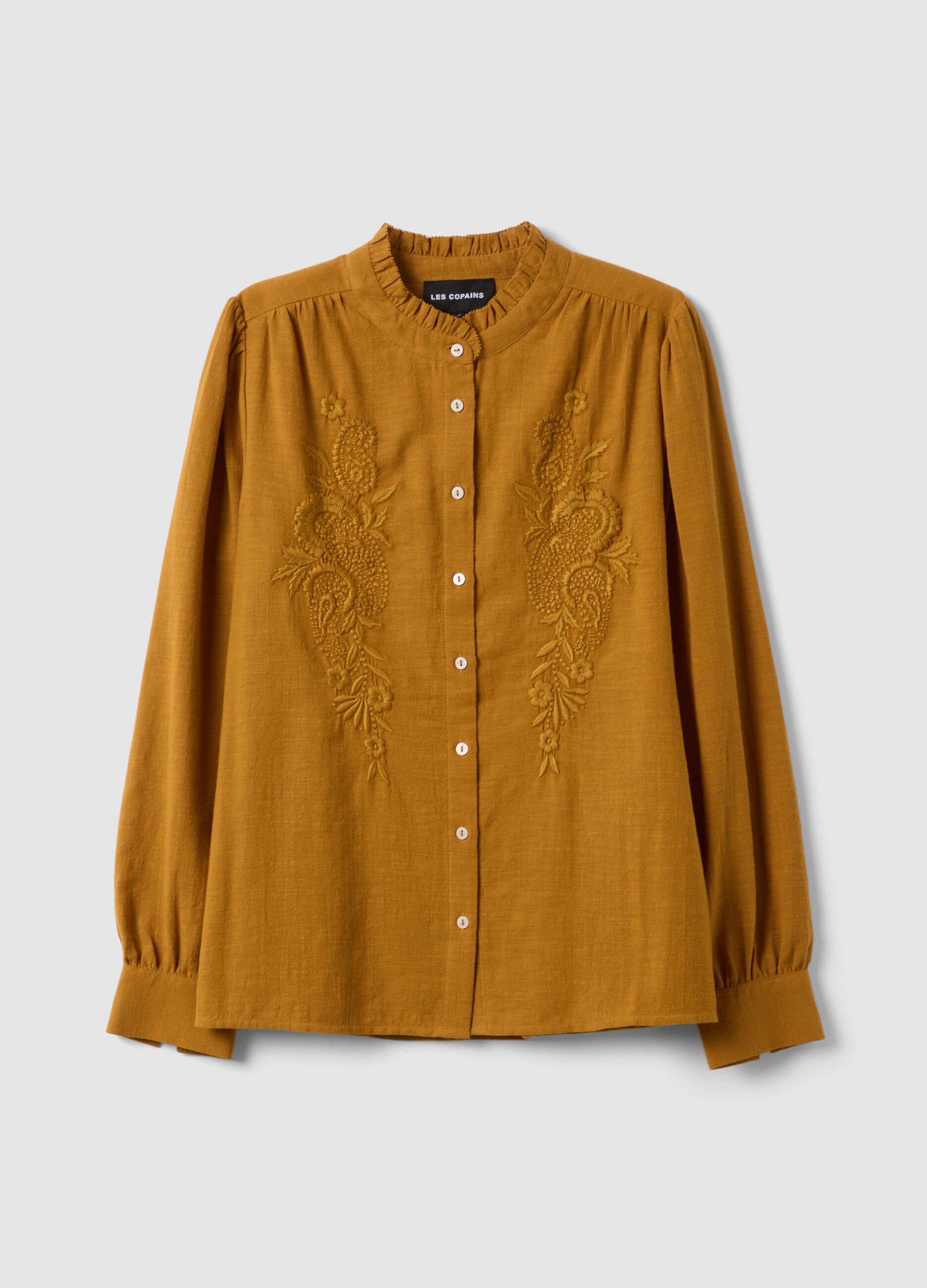 Orange pure cotton shirt with embroidery