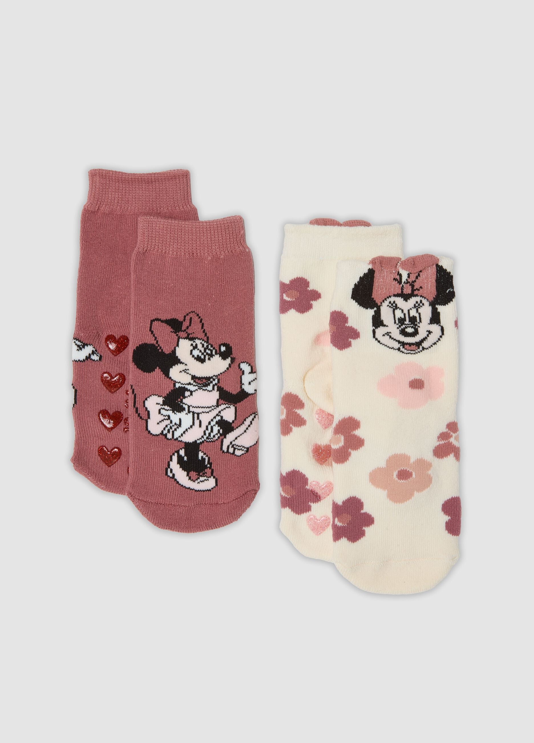 2-pack of anti-slip stretchy organic cotton socks with Minnie print
