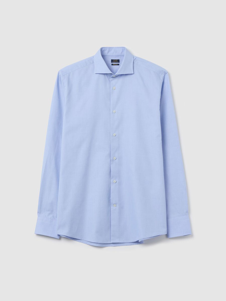 Regular-fit easy-iron shirt in light blue Oxford cotton_4