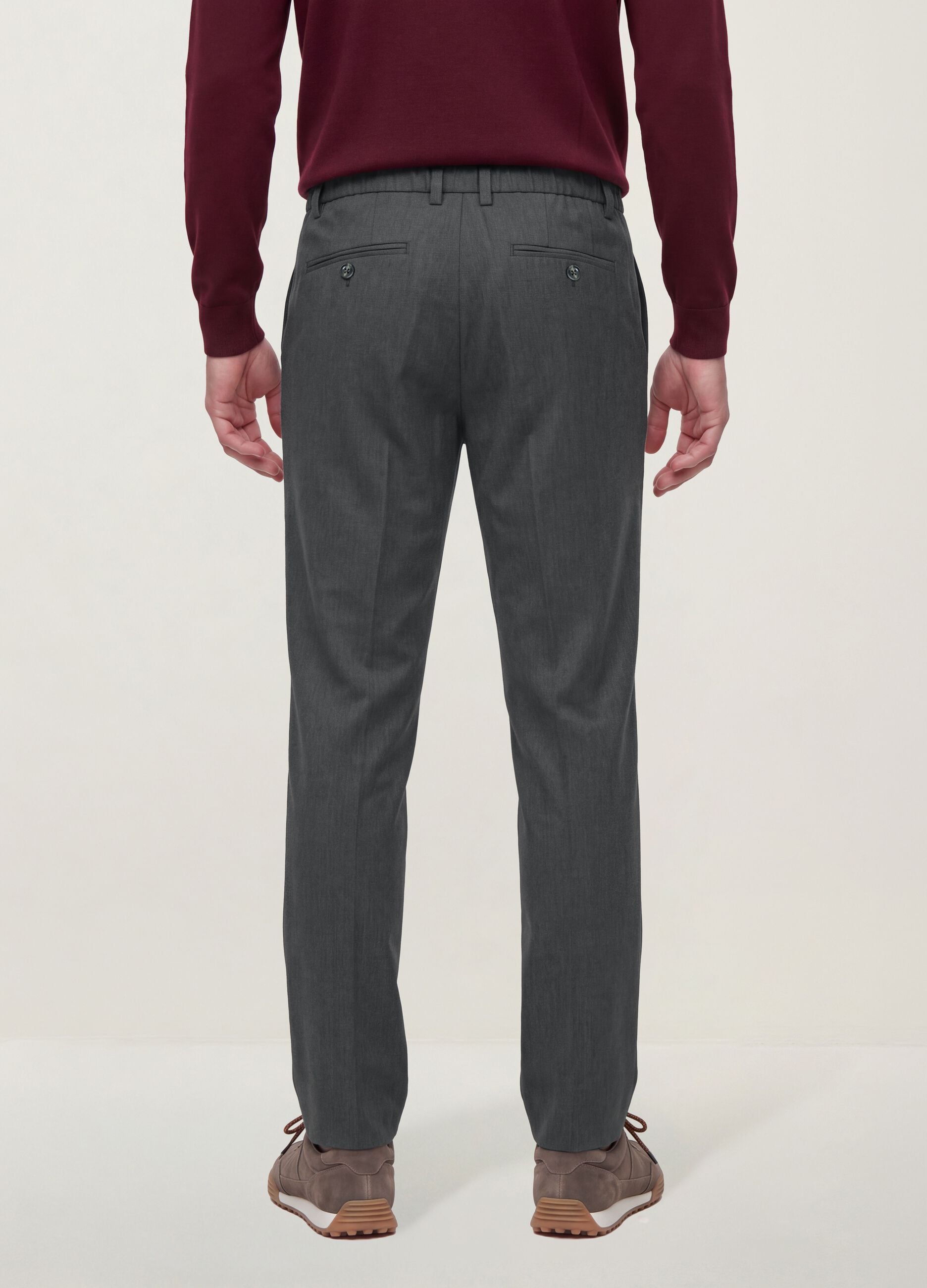 Grey slim-fit stretch viscose twill chino trousers