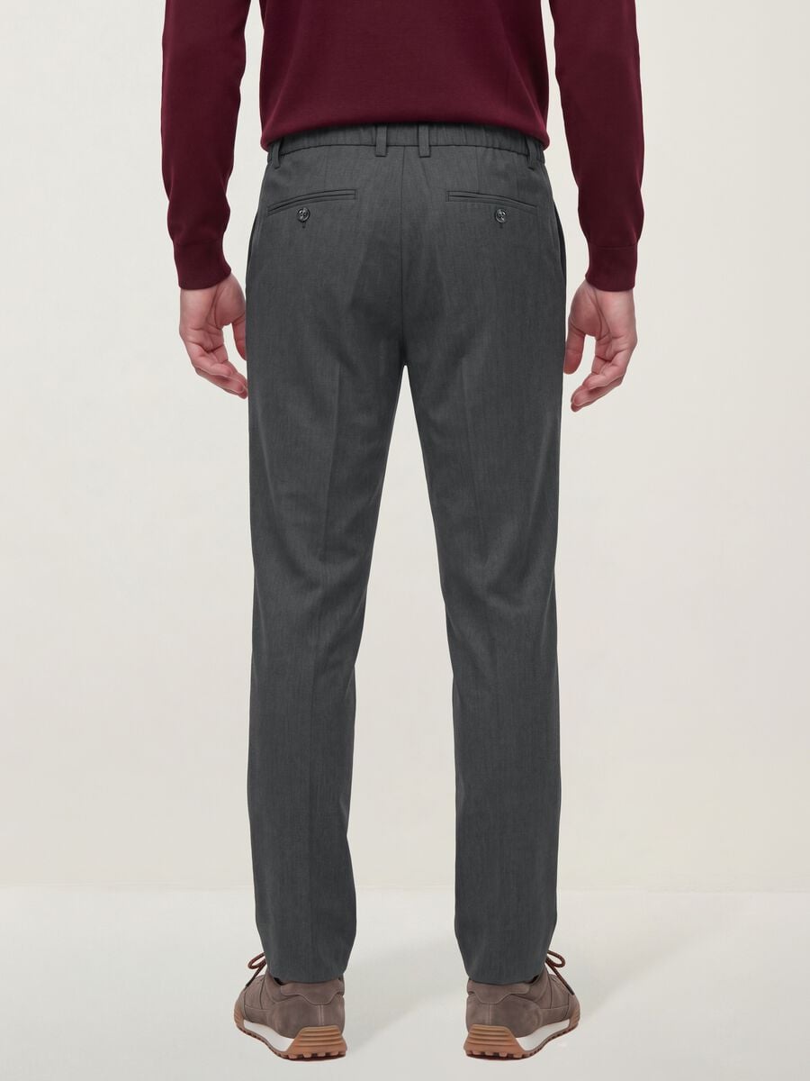 Pantaloni chino grigi in twill di viscosa elasticizzata slim fit_3