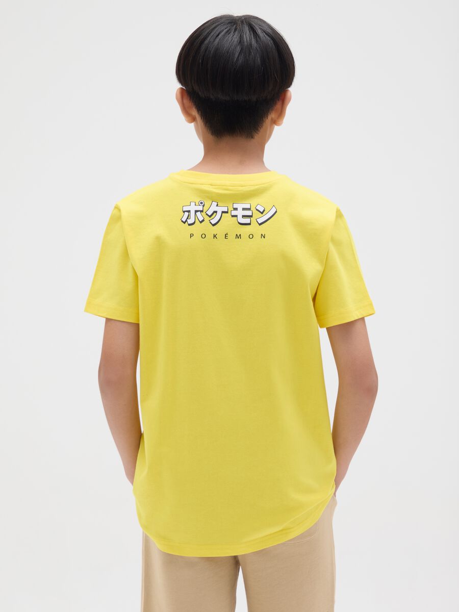 Yellow cotton T-shirt with Pikachu print_1