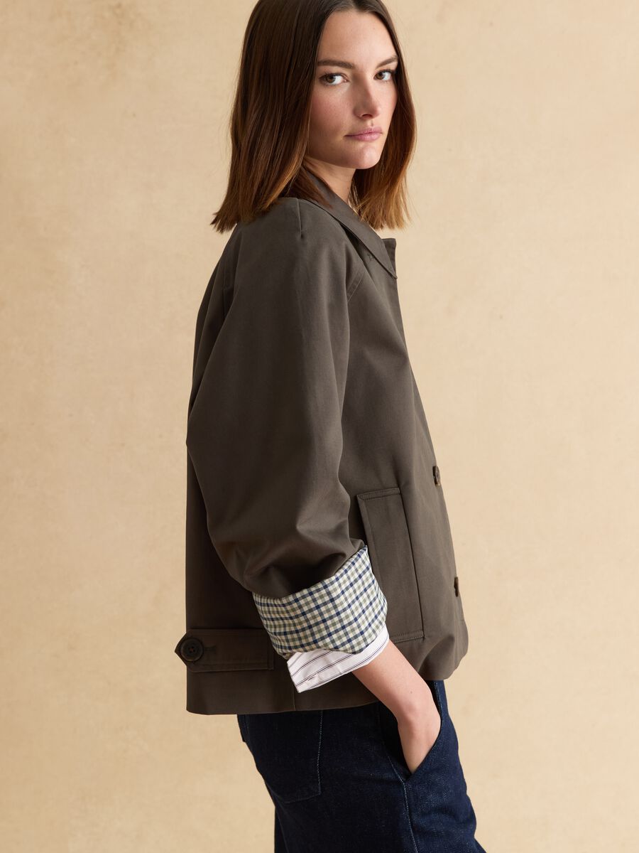 Giacca in puro cotone verde regular fit con bottoni_0