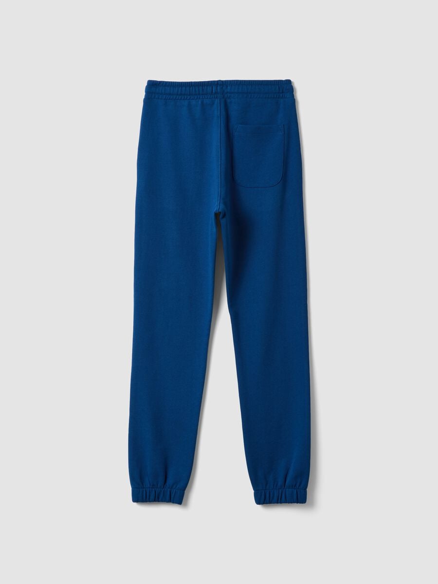 Jogger blu in puro cotone organico con coulisse per ragazzo_6