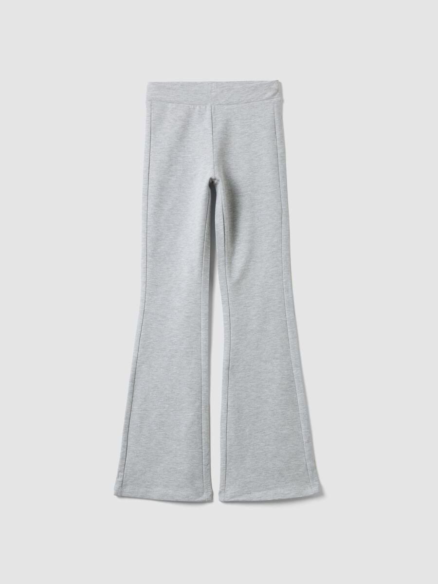Leggings grigi flare in cotone elasticizzato_0