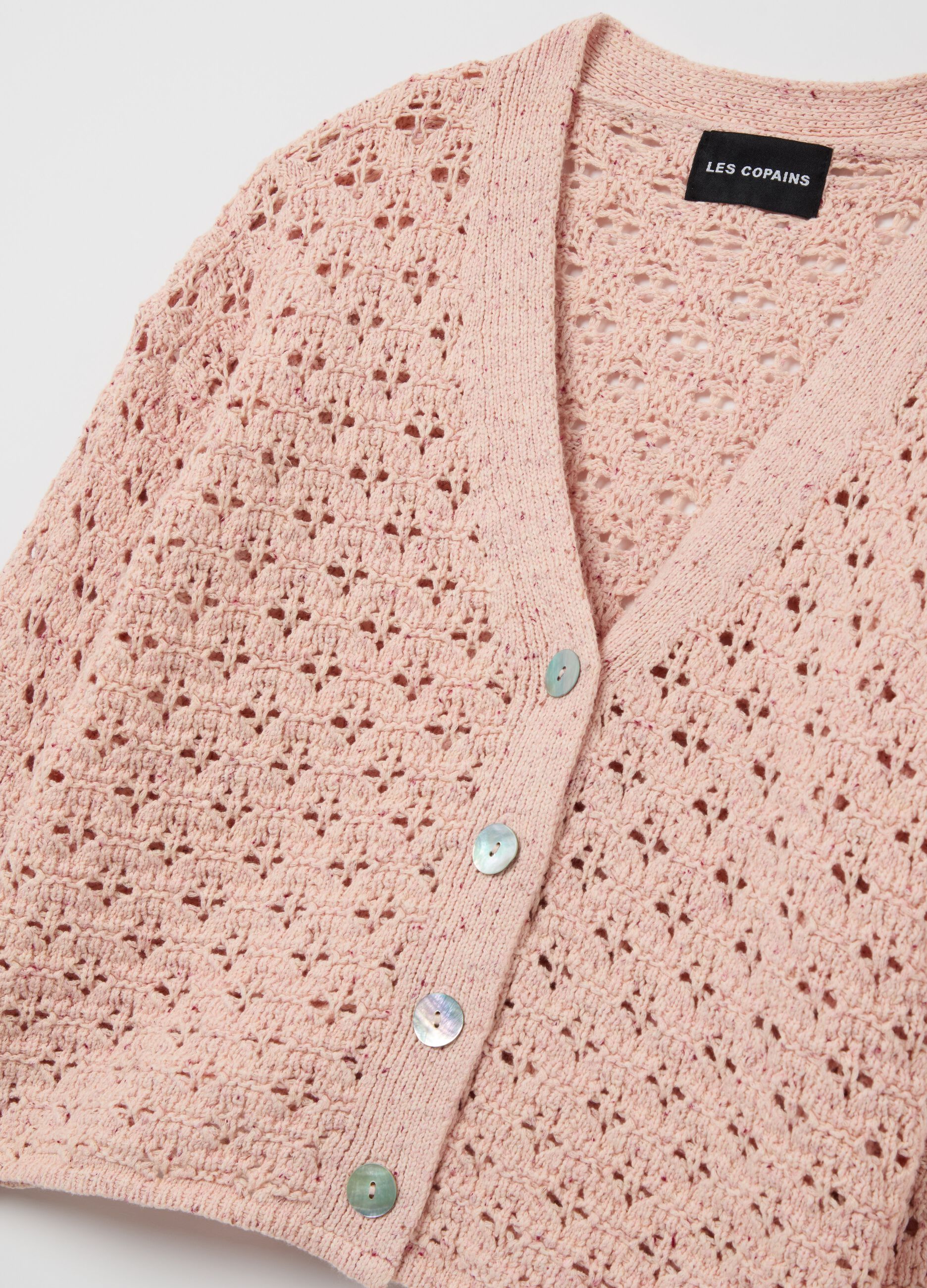 Cardigan crochet con scollo a V
