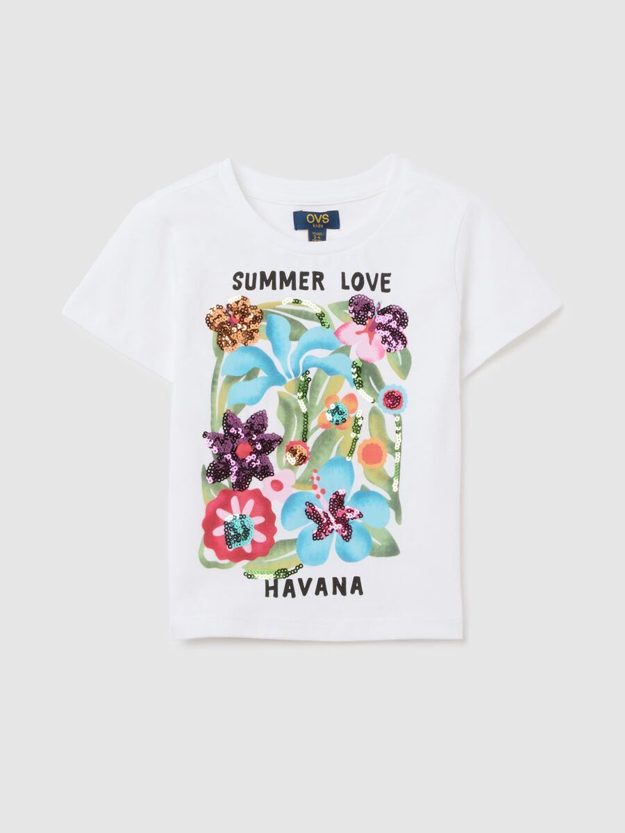 Girls' pure cotton white T-shirt regular fit with print_0