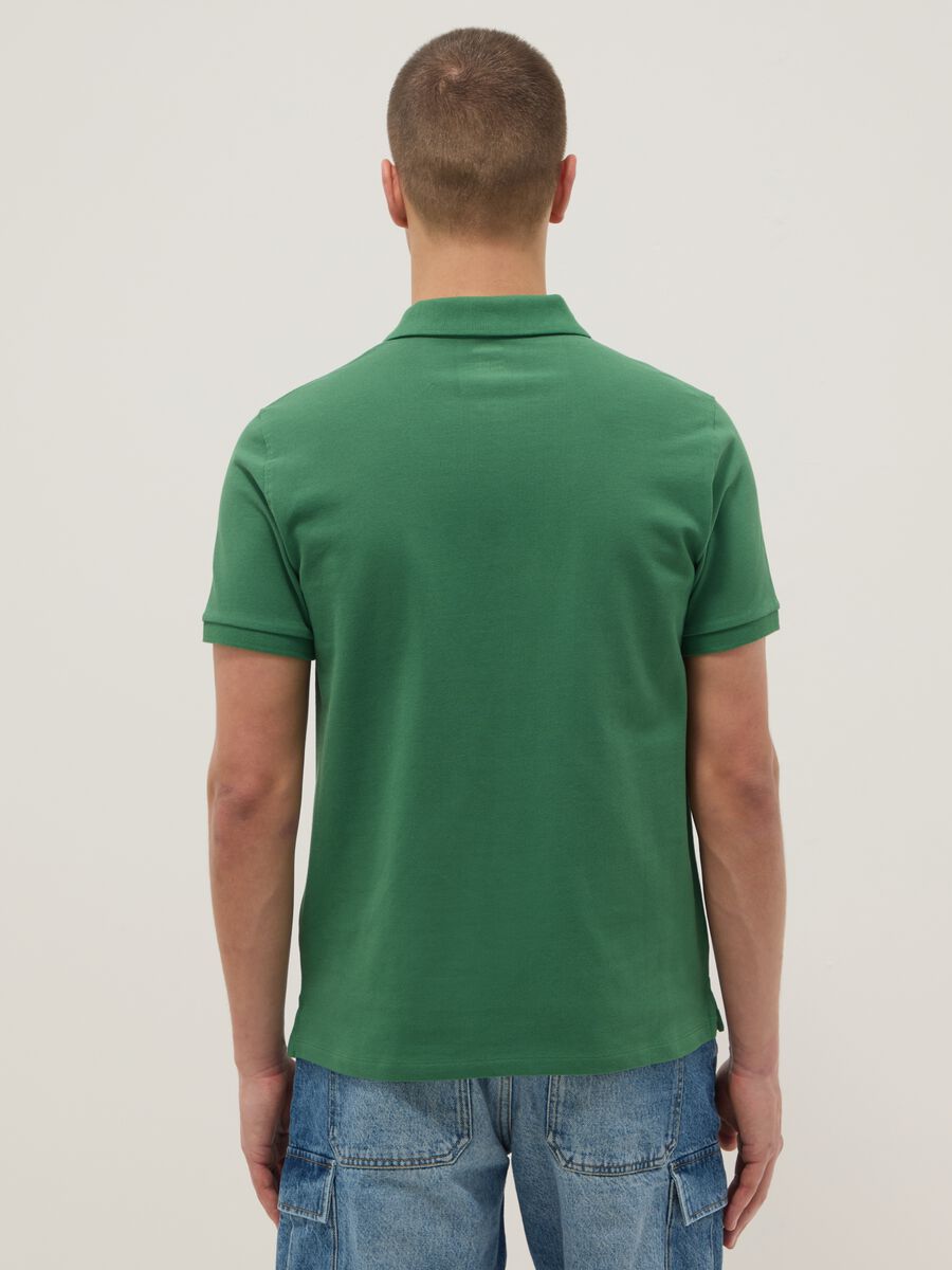 Short sleeve polo in pure green cotton regular fit_3